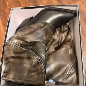 Stylish Black and Brown Heeled Boots